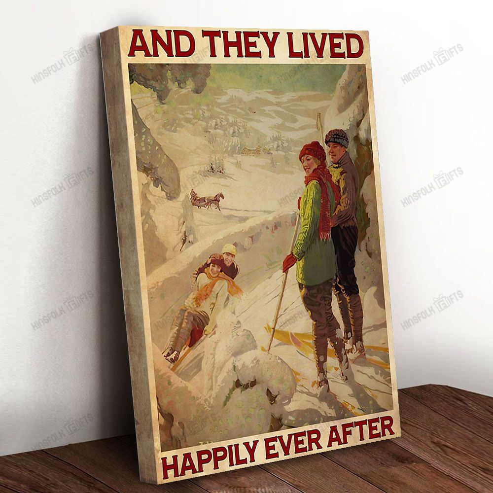Skiing Couple Canvas Poster Wall Art, Poster Print, Canvas Print Wall Decor