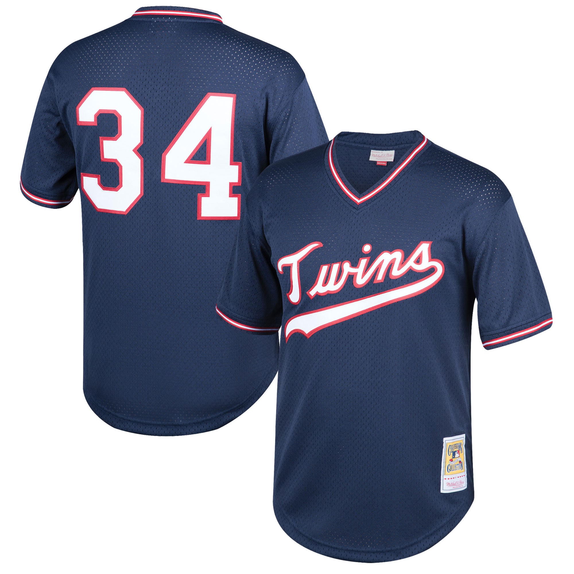 Youth Minnesota Twins Kirby Puckett Mitchell & Ness Navy Cooperstown Collection Mesh Batting Practice Jersey