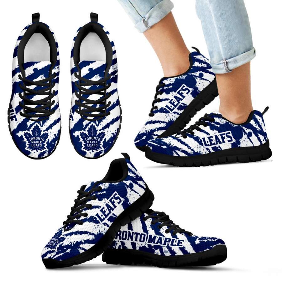 Stripes Pattern Print Toronto Maple Leafs Sneakers V3