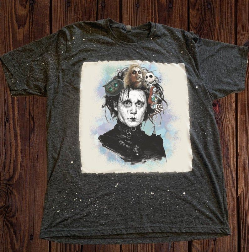 Edward Scissorhands Bleached Shirt | Halloween Shirt | Beetlejuice | Jack Skellington | Sally | Black Cat | Johnny Depp x Billieseilish Store