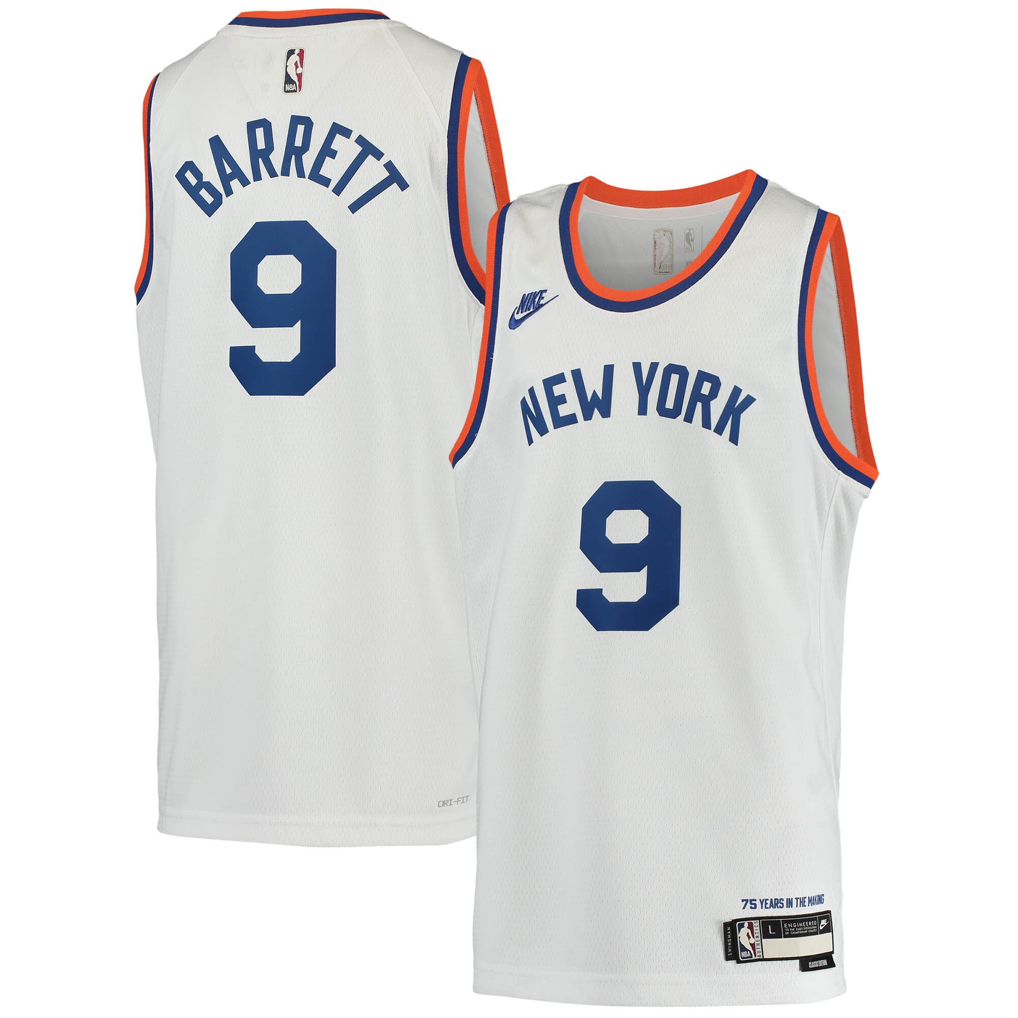 RJ Barrett New York Knicks Youth 2021/22 Swingman Player Jersey – Classic Edition – White