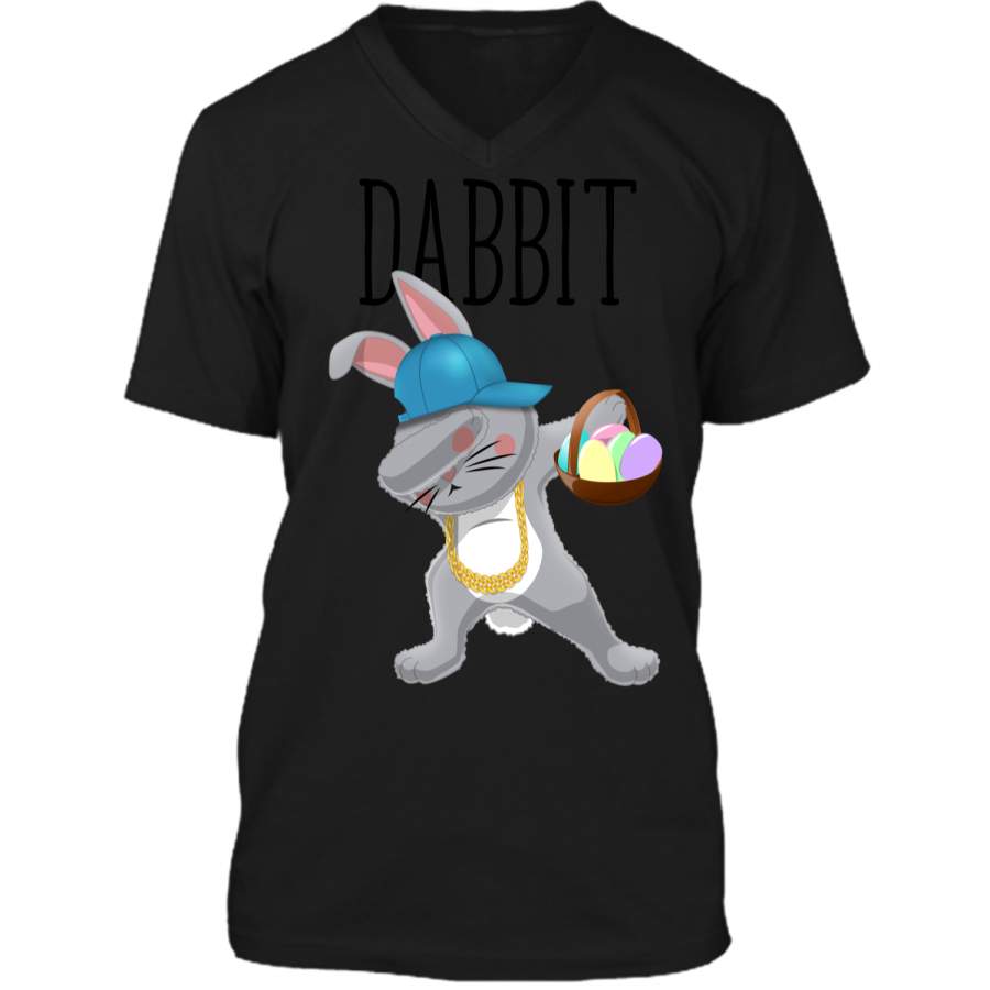 Dabbit Dabbing Easter Bunny Hip Hop Shirt Kids Easter Gift1 Mens Printed V-Neck T