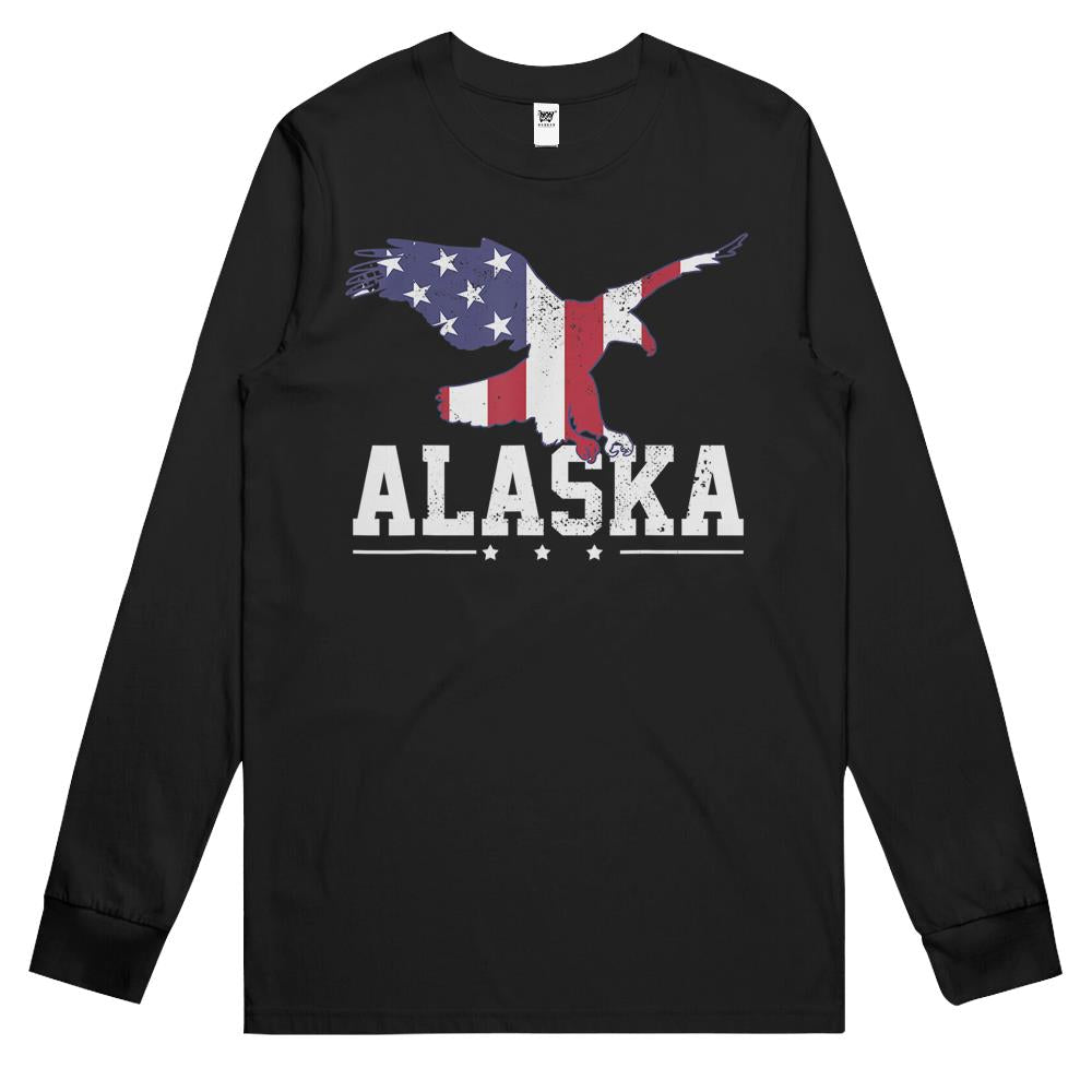 Alaska USA Flag Vintage Eagle 4th Of July American Gift Long Sleeve T Shirts