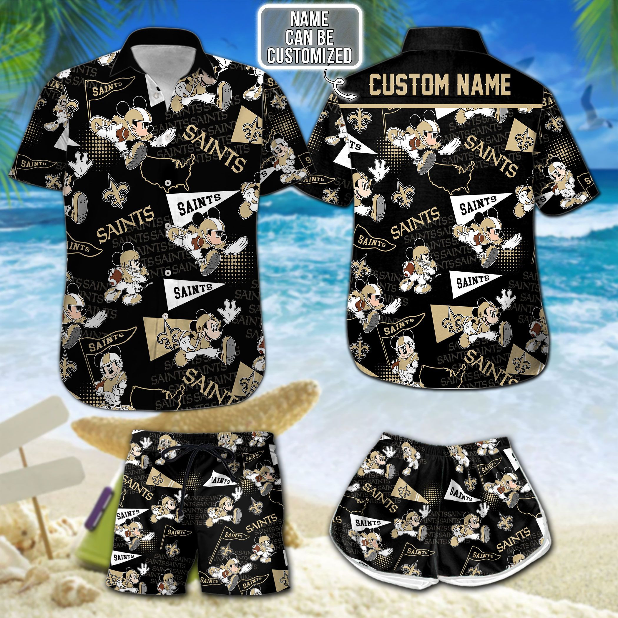 New Orleans Saints Personalized Hawaiian Shirt And Shorts Combo Hawaiian 01 Ha109854