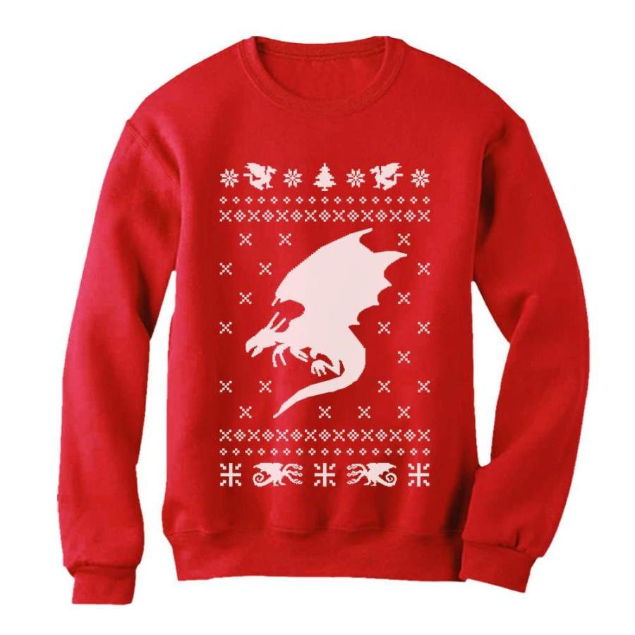 Big White Dragon Ugly Christmas Sweater Xmas Apparel Women Sweatshirt