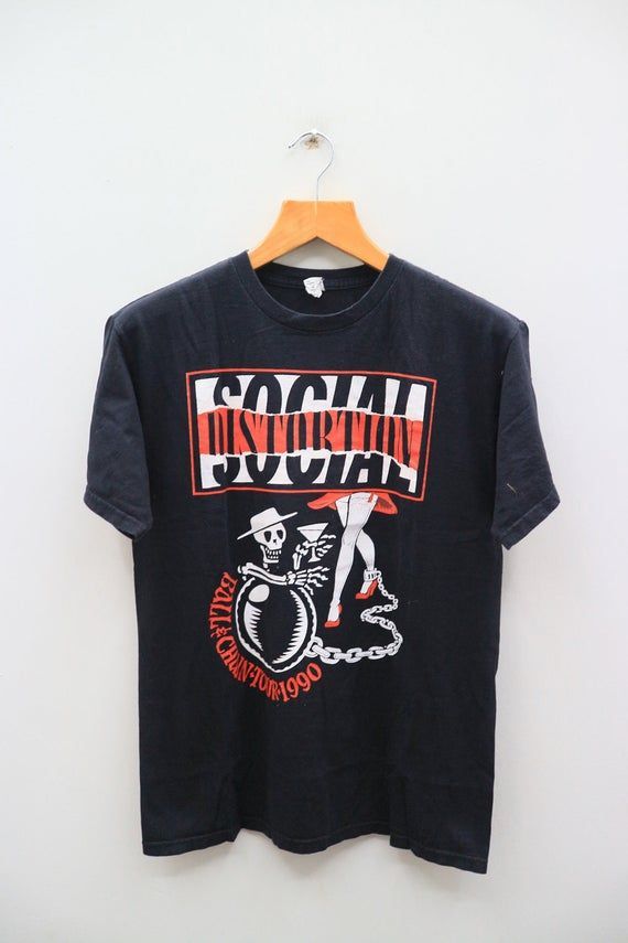 Vintage Social Distortion American Punk Rock Band Black Shirt