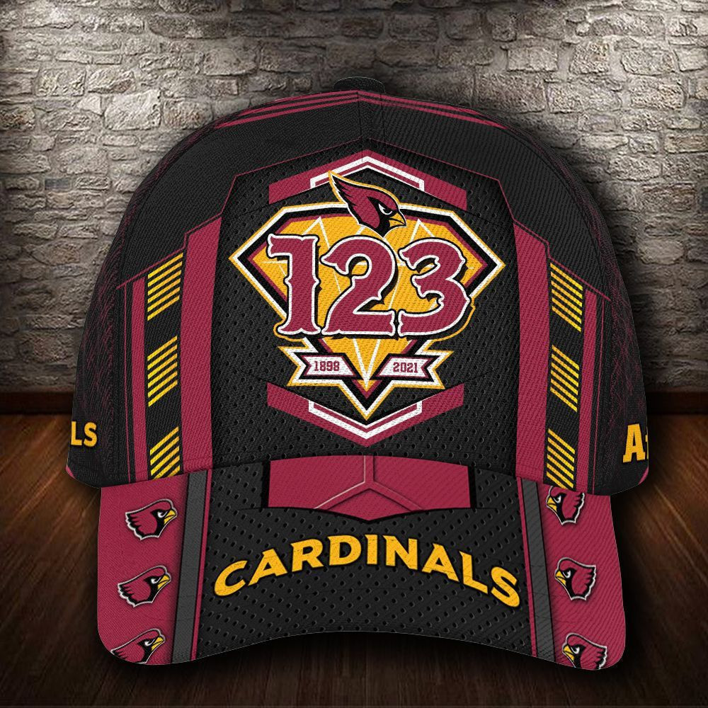 Personalized Arizona Cardinals 123 Years Anniversary 1898 2021 All Over Print 3D Baseball Cap