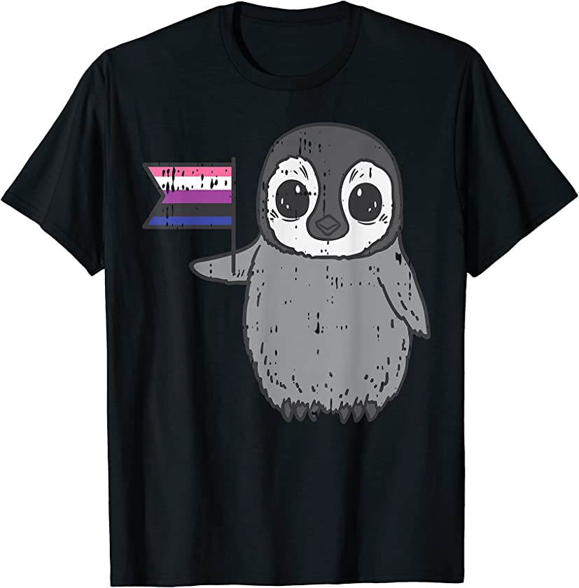 Penguin Genderfluid Flag Pride Non-Binary Animal LGBTQ Gift T-Shirt