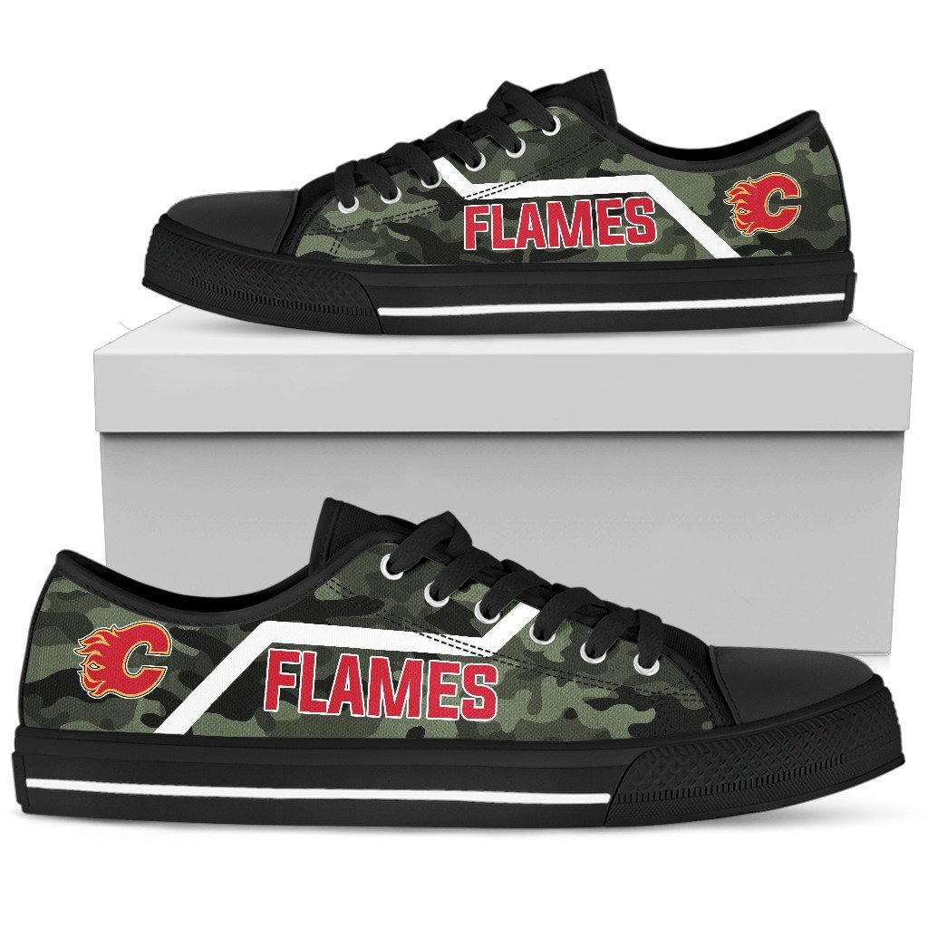 Camo Calgary Flames Logo Low Top Shoes