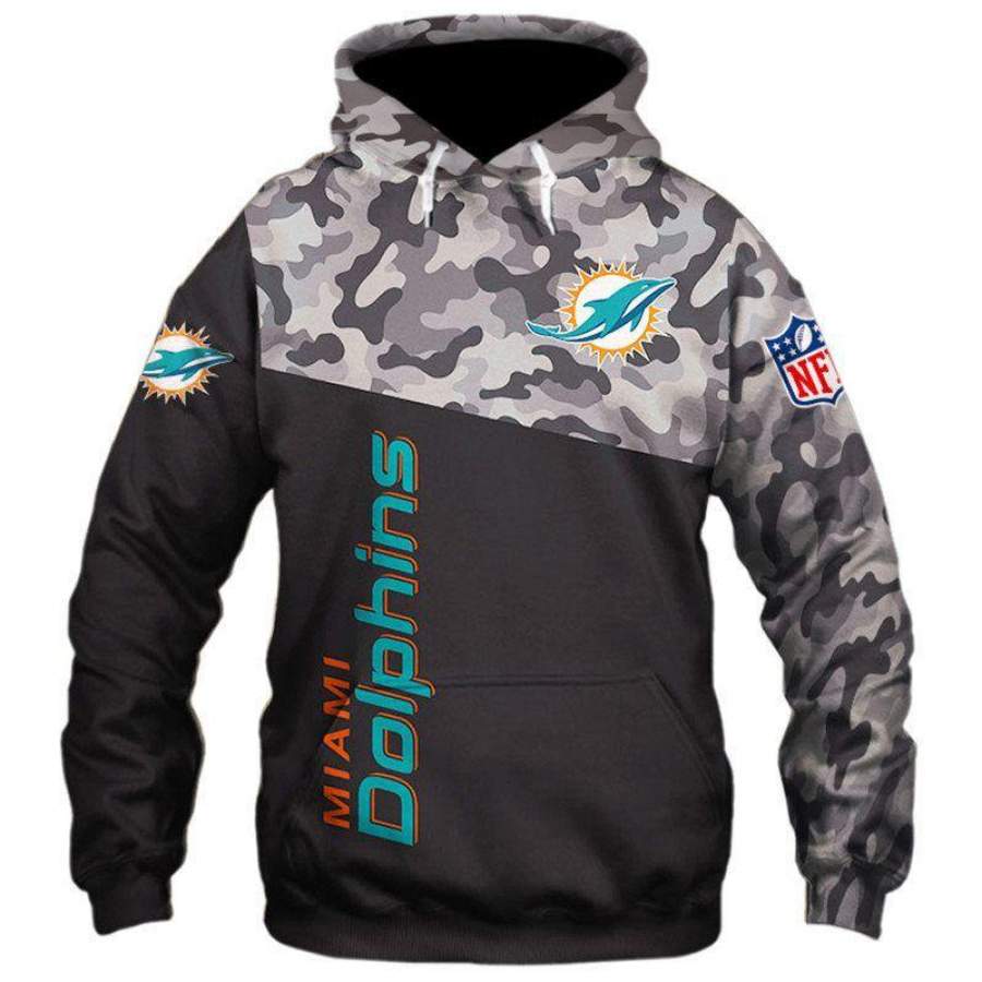 Miami Dolphins Military Hoodie Unisex 3D All Over Print