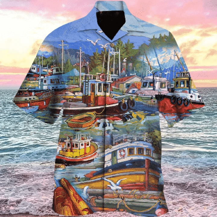 Colorful Ships In The Port Hawaii Shirt Unisex Adult Ha98672