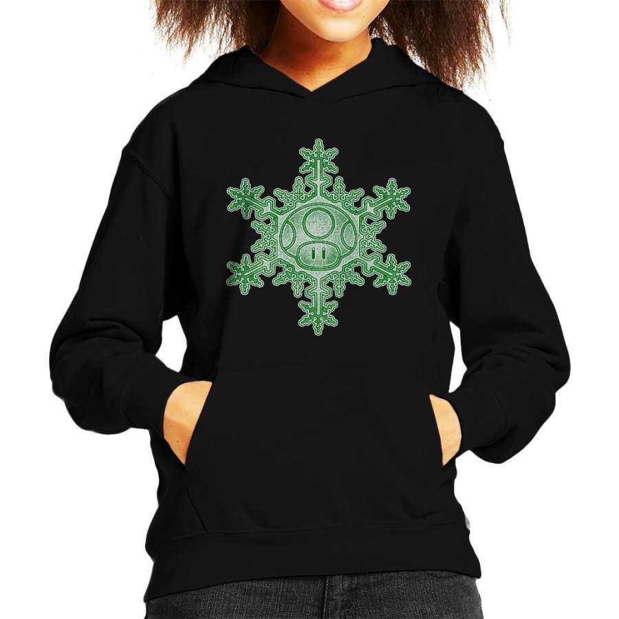 Shroom Mushroom Christmas Snowflake Super Mario Kid’s Hooded Sweatshirt
