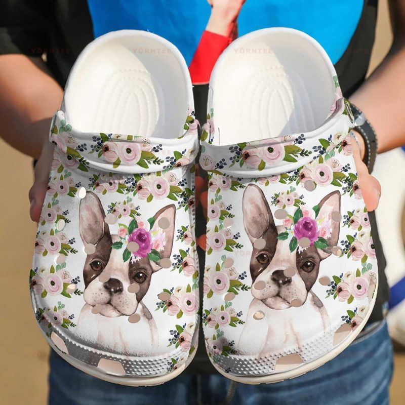 French Bulldog Sun Flower Gift For Lover Rubber clog Shoes Comfy Footwear