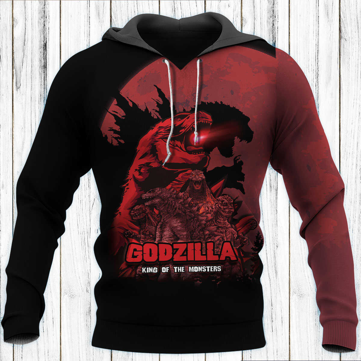 Godzilla All Over Print Hoodie – 3D Art Pullover Hoodie With Pocket For Godzilla Fans