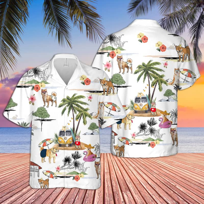 Felacia Unisex Shiba Inu Beach Hawaii Shirt Ha19046