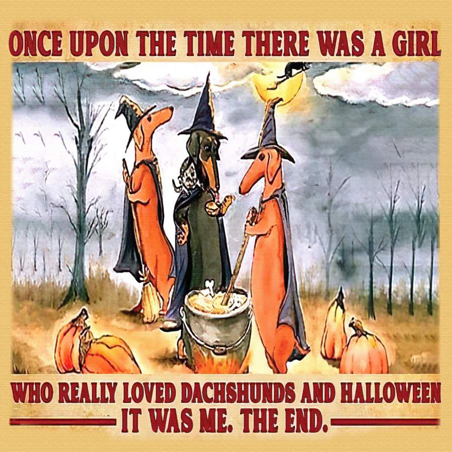 Dachshunds dog halloween a girl who really loved dachshunds witch pumpkin horizontal paper poster no frame/ wrapped canvas wall decor full size