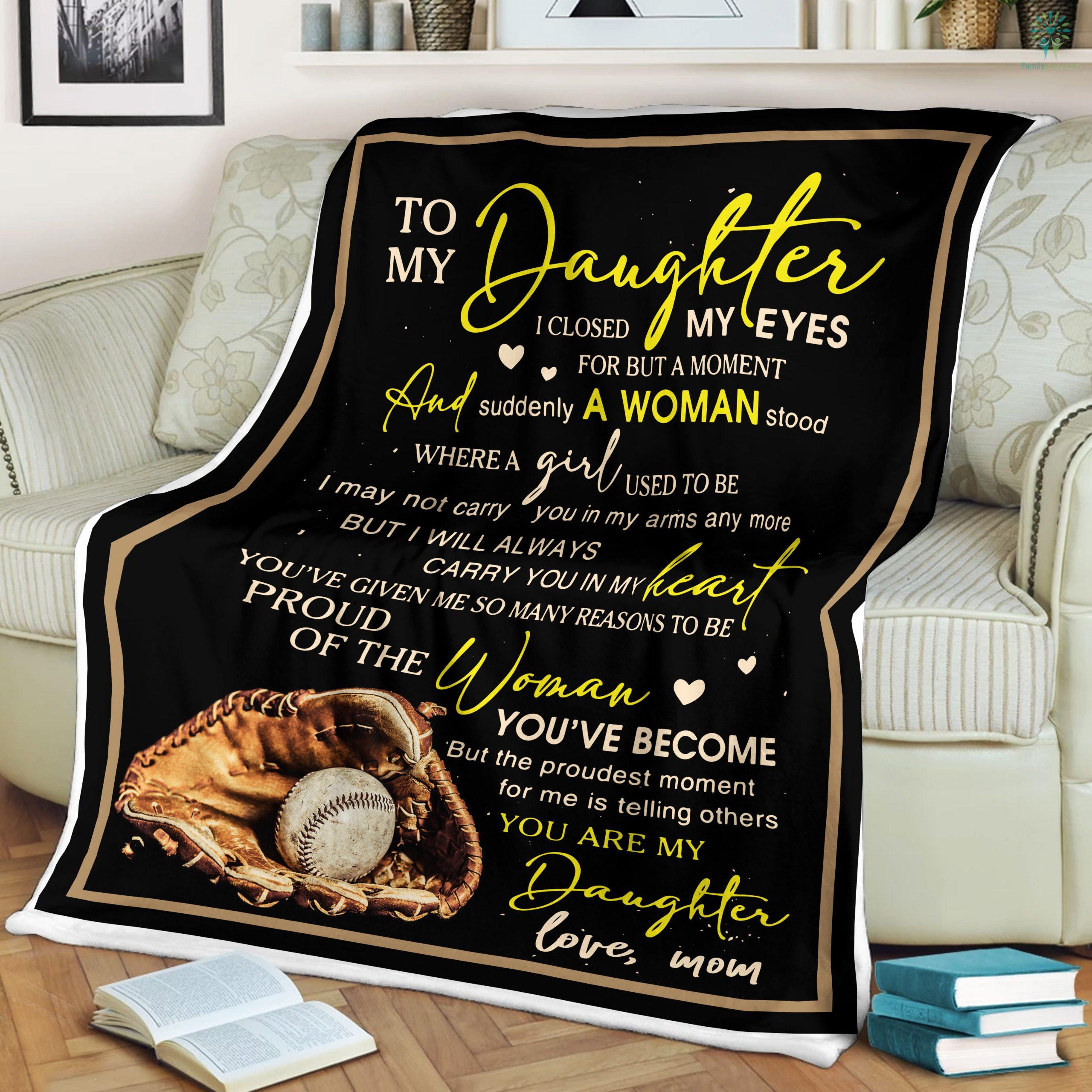 To My Daughter I Will Always Carry You In My Heart Fleece Blanket Gift For Baseball Lovers Gift For Daughter From Mom Home Decor Bedding Couch Sofa Soft And Comfy Cozy