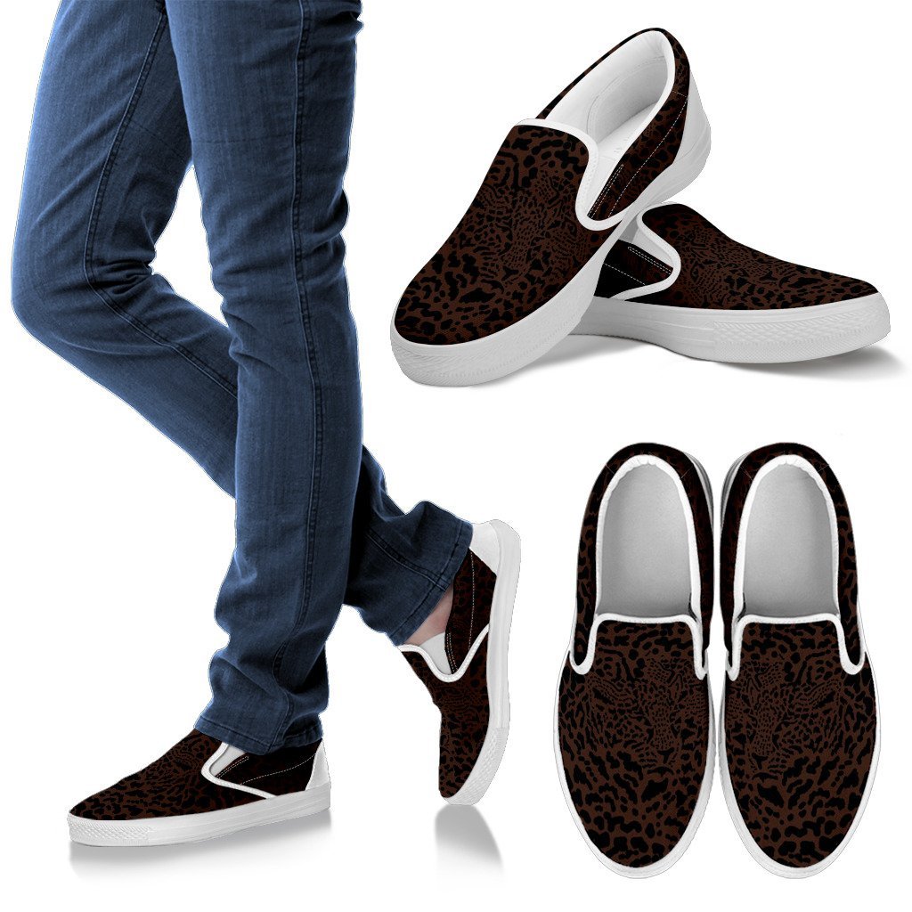 Brown Leopard Men Slip On Shoes