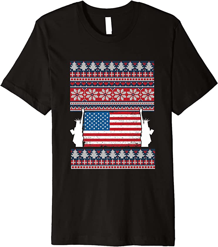 Ugly Christmas X-Mas USA American Flag Statue Of Liberty Premium T-Shirt