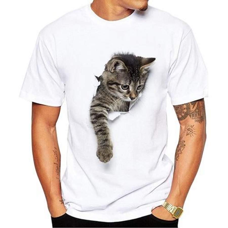 3D Cute Cat T-Shirts Women Summer Tops Tees Print Animal T Shirt Men O-Neck Short Sleeve Fashion Tshirts Plus Size