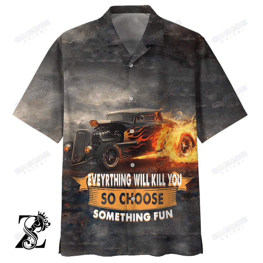 Amazing Hot Rod On Fire Hawaiian Shirt Hl23604