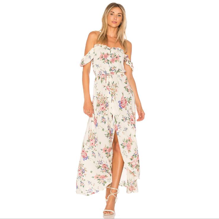 Artfeel Floral 2018 Summer Sexy dress Women Maxi Dress Boho Longuette Off Shoulder Sweet Lady Vintage Beach dress Wrap Plus Size alx