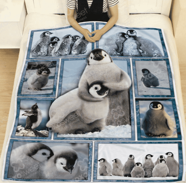 Penguin Guardian Black and White Adorable Quilt Blanket