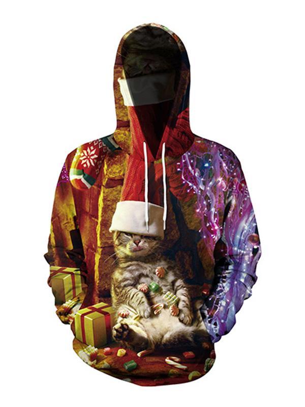 Couple Ugly Christmas Kitten Oversized Hoodie