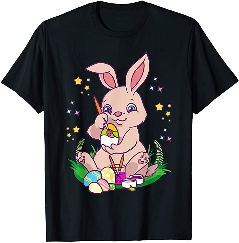 Cute Bunny Drawing Easter Eggs Gift Funny Painter Rabbit T-Shirt