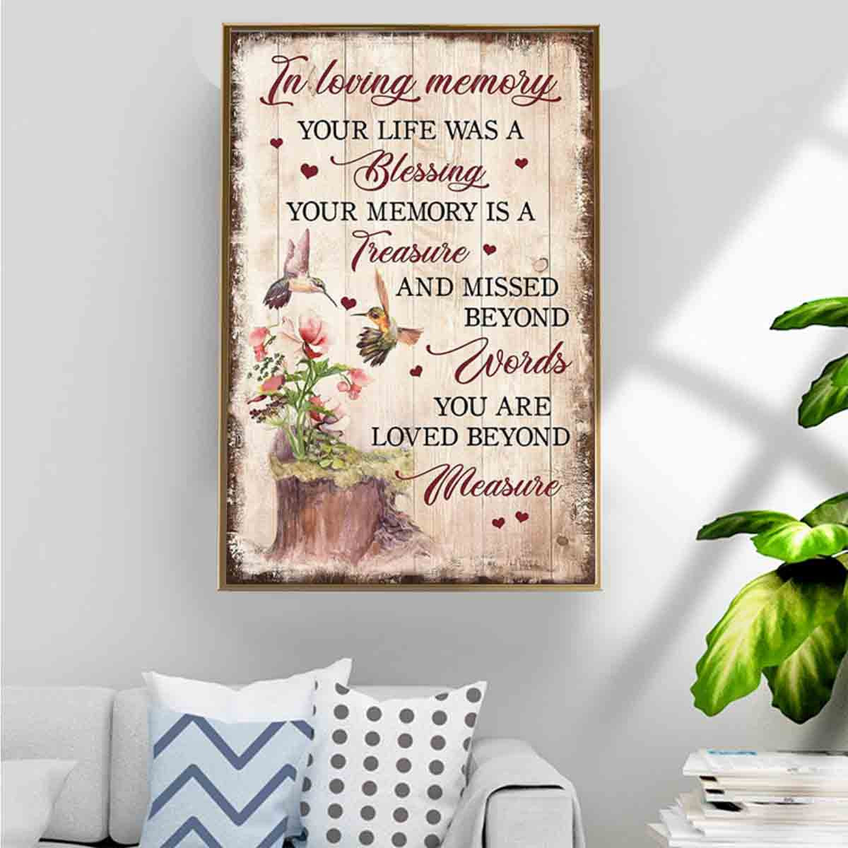 Loving Of Hummingbirds Poster – Your Memory Is A Treasure Canvas Home Decoration Christmas Gifts For Men Women Couple Parents – Gigo Smart