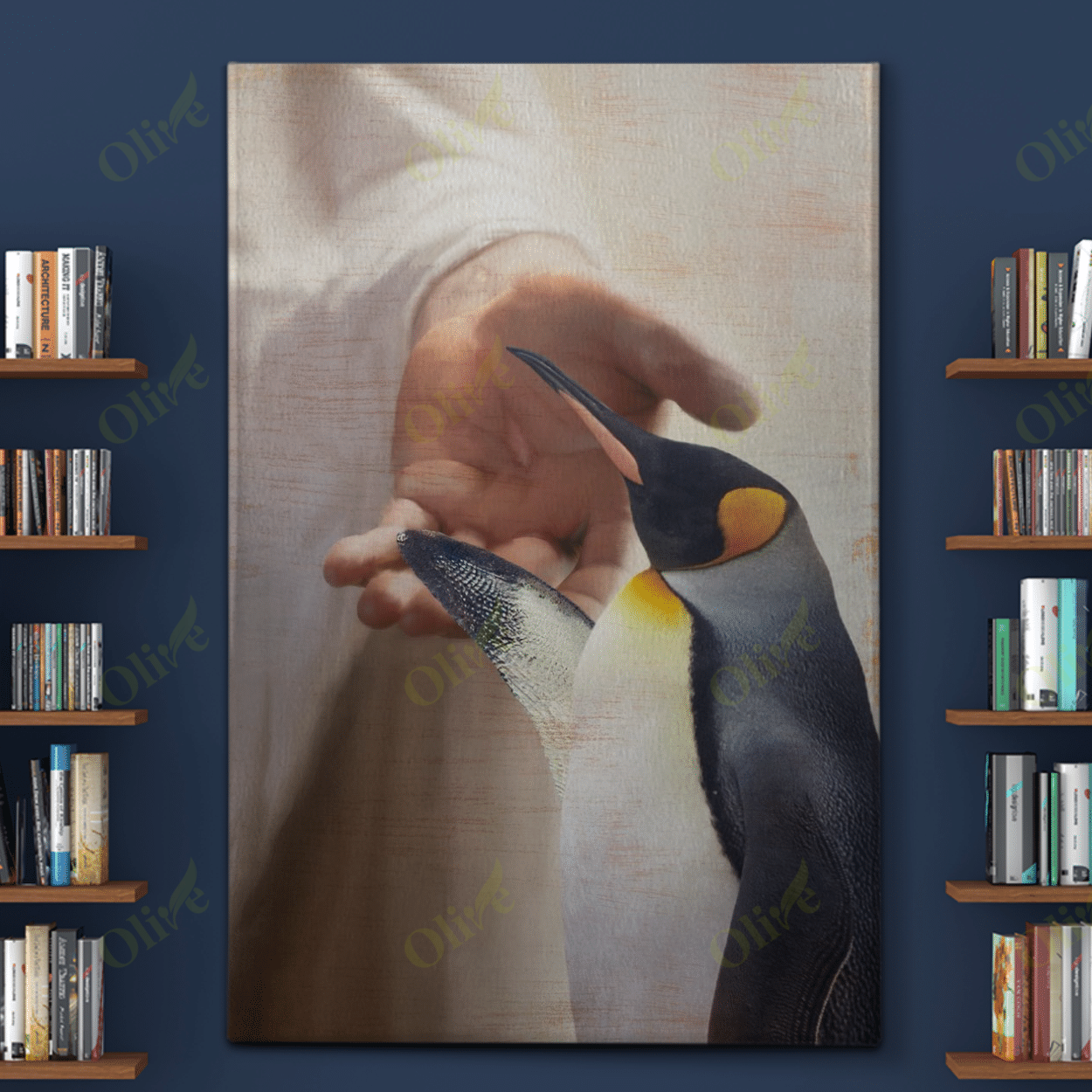 Penguin Jesus Take My Hand Poster Print, Canvas Poster Wall Art, Canvas Wall Decor