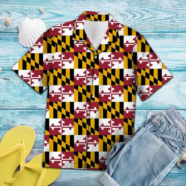 Maryland Flag Tropical Hawaii Shirt 131 Aloha Shirts Ha107258