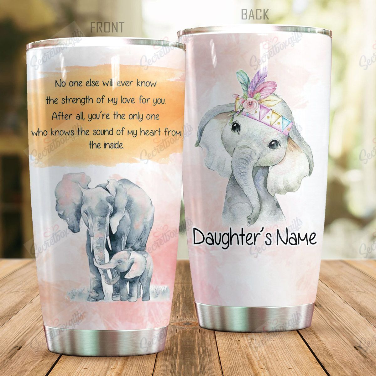 Personalized To My Little Elephant Nc1410413Cl Stainless Steel Tumbler Travel Customize Name, Text, Number, Image