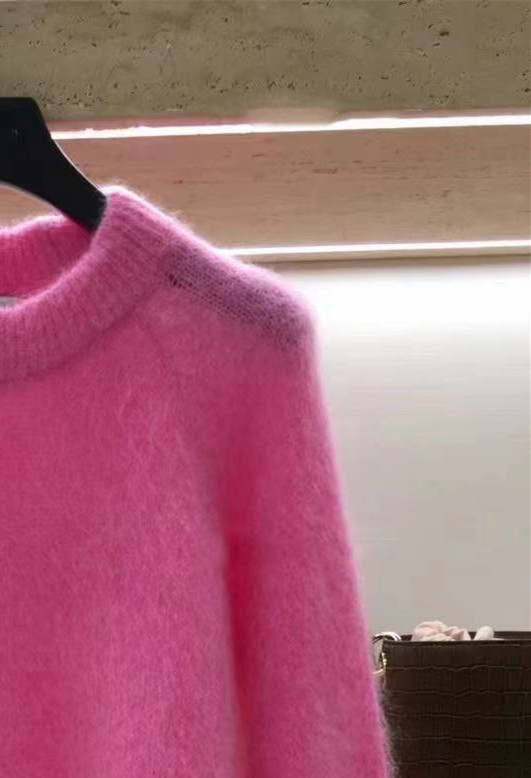 Women Pink Knit Sweater Jumper Sweet Ladies Long Sleeve O-Neck Casual Knit Pullovers Top 2021 Fall Winter alx