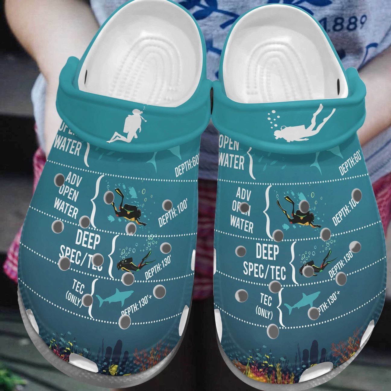 Scuba Diving Personalized Clog, Custom Name, Text, Color, Number Fashion Style For Women, Men, Kid, Print 3D Inner The Ocean 8