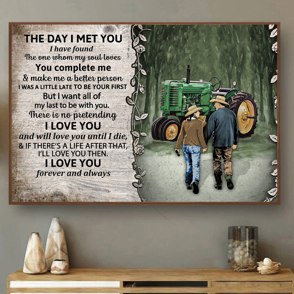 Tractor Young Couple Loves Landscape Poster & Canvas Home Decor Wall Art Visual Art