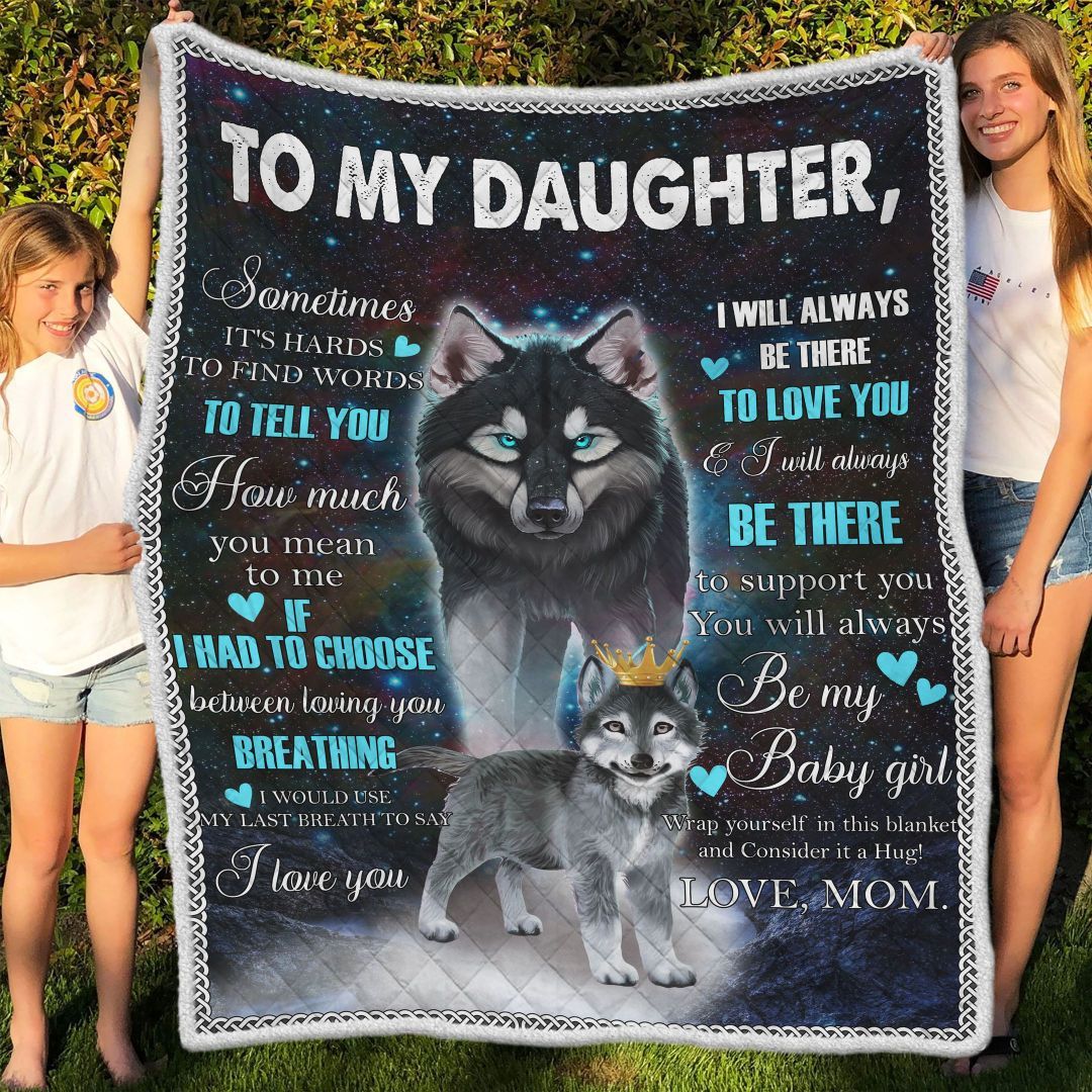 To My Daughter Baby Wolf Fleece Blanket Kids Gift Ideas