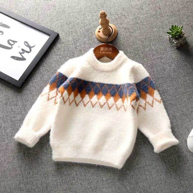 2020 Boy Mink Hair Sweater Autumn Winter Children Socket Sweater Baby Thickening Boys’ Sweater Thermal Underwear Cool Trend alx