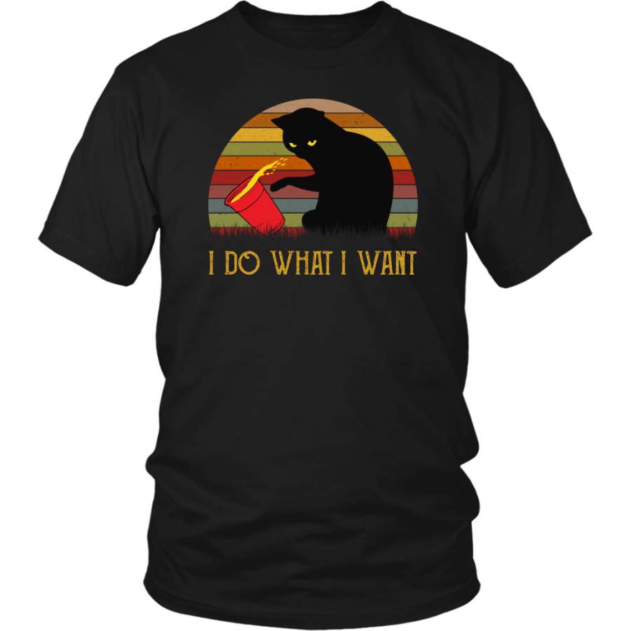 Vintage Retro Sunset I Do What I Want Black Cat shirt