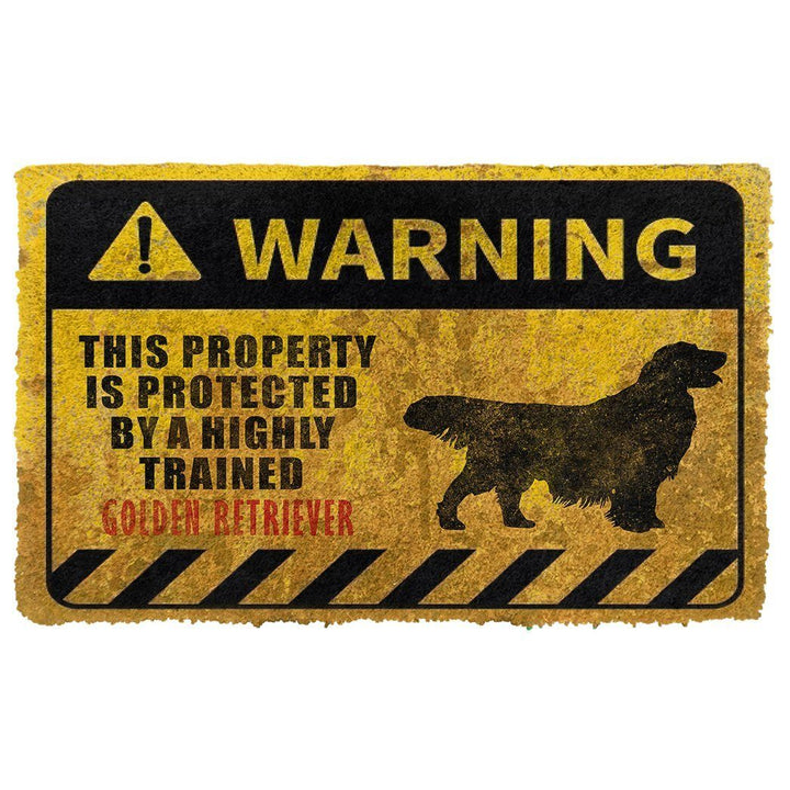 Waybackapparel This Property Is Protected By A Highly Trained Golden Retriever 3D Doormat