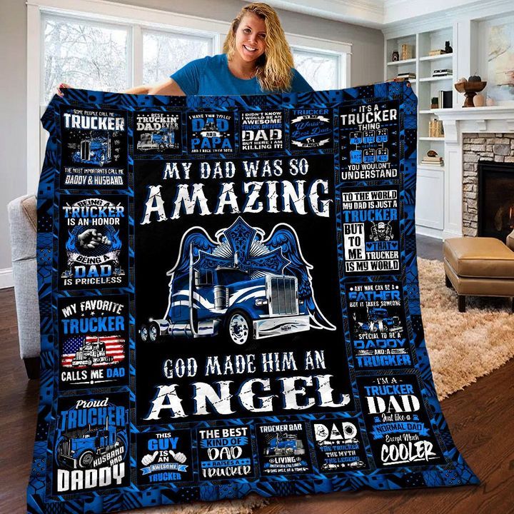 To My Trucker Dad Quilt & Blanket