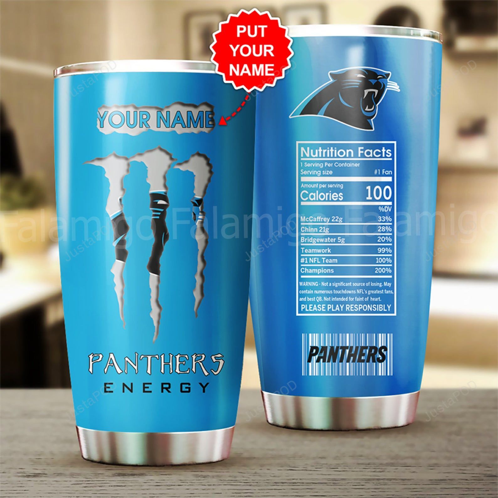 Personalized Carolina Panthers Stainless Steel Tumbler – Tumbler 20oz