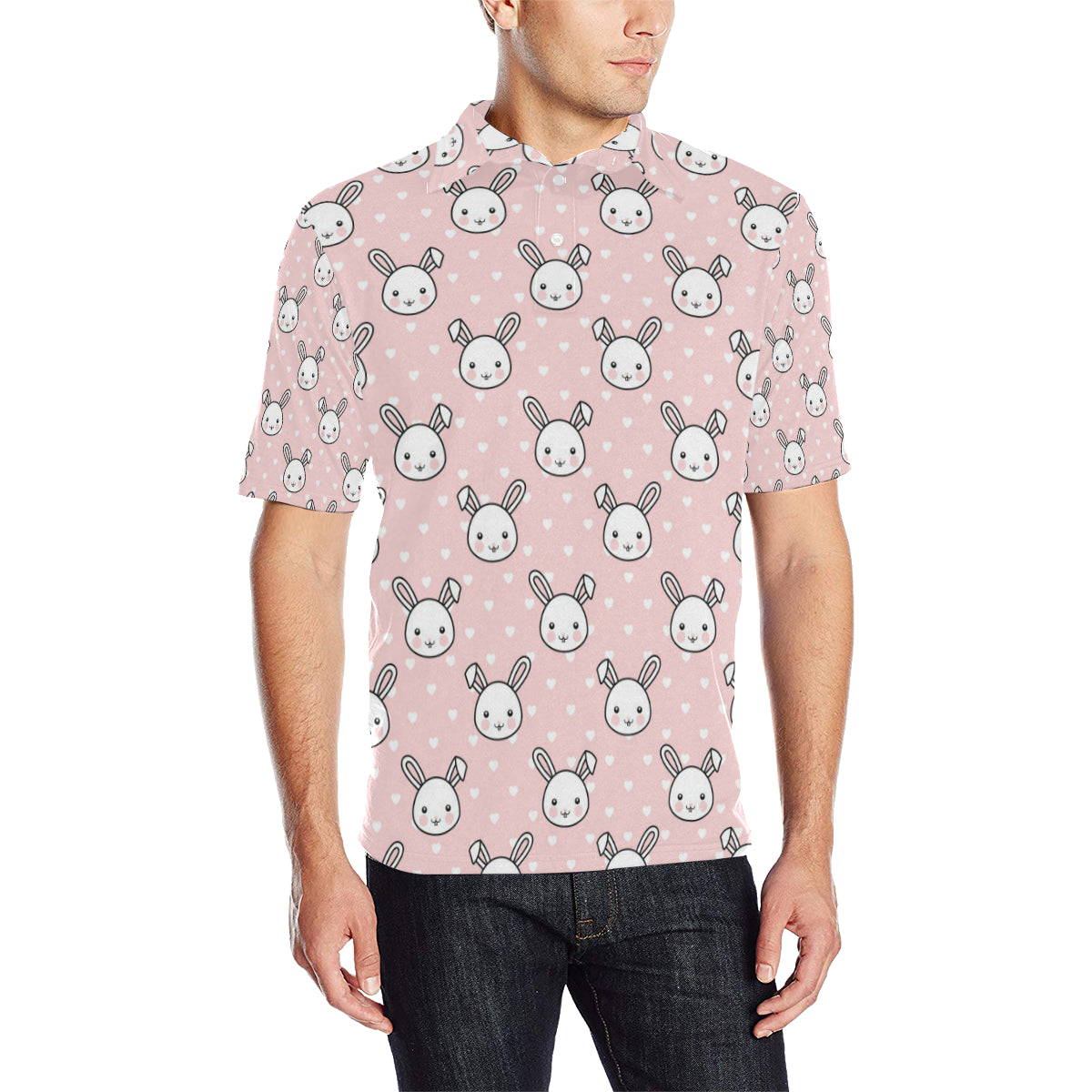 Rabbit Pattern Print Design Rb02 Men Polo Shirt