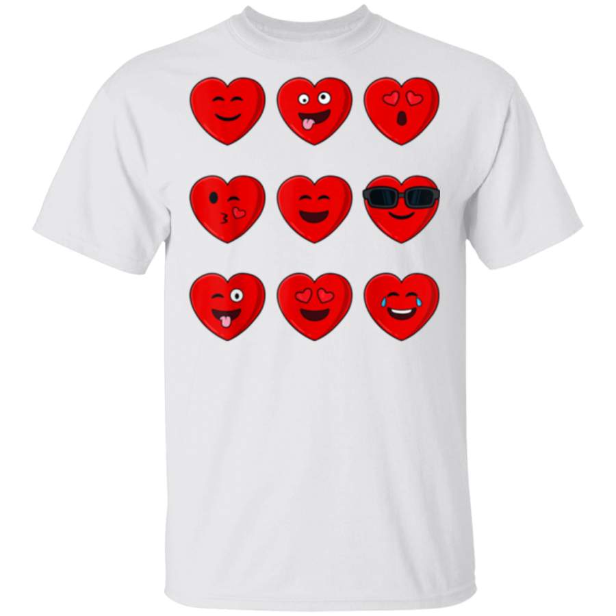 Heart Emojis Valentines Day Funny Emoticons Boys Girls Kids T-Shirt