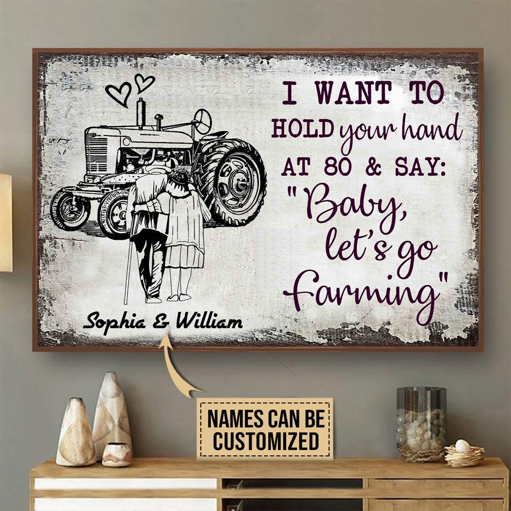 Aeticon Gifts Personalized Tractor Sketch Hold Your Hand Canvas Mom Dad Gift Home Decor