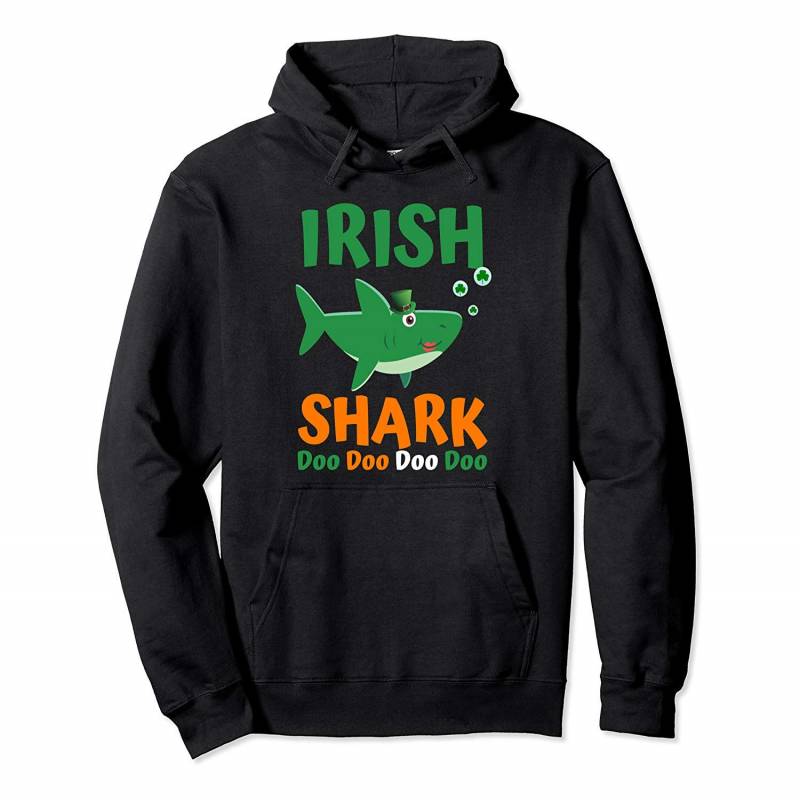 St Patricks Day Shirt Women Girls Mom Grandma Irish Shark Pullover Hoodie