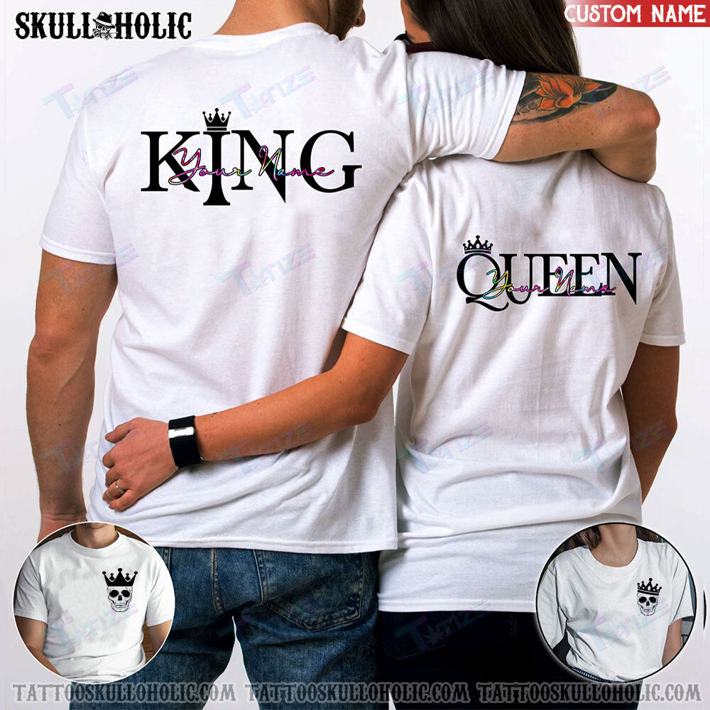 Matching Couple Shirt Personalized King Queen Couple Graphic Unisex T Shirt, Sweatshirt, Hoodie Size S – 5Xl