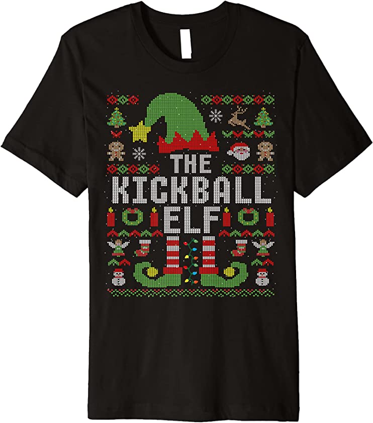 The Kickball Elf Ugly Christmas Matching Family Group Premium T-Shirt