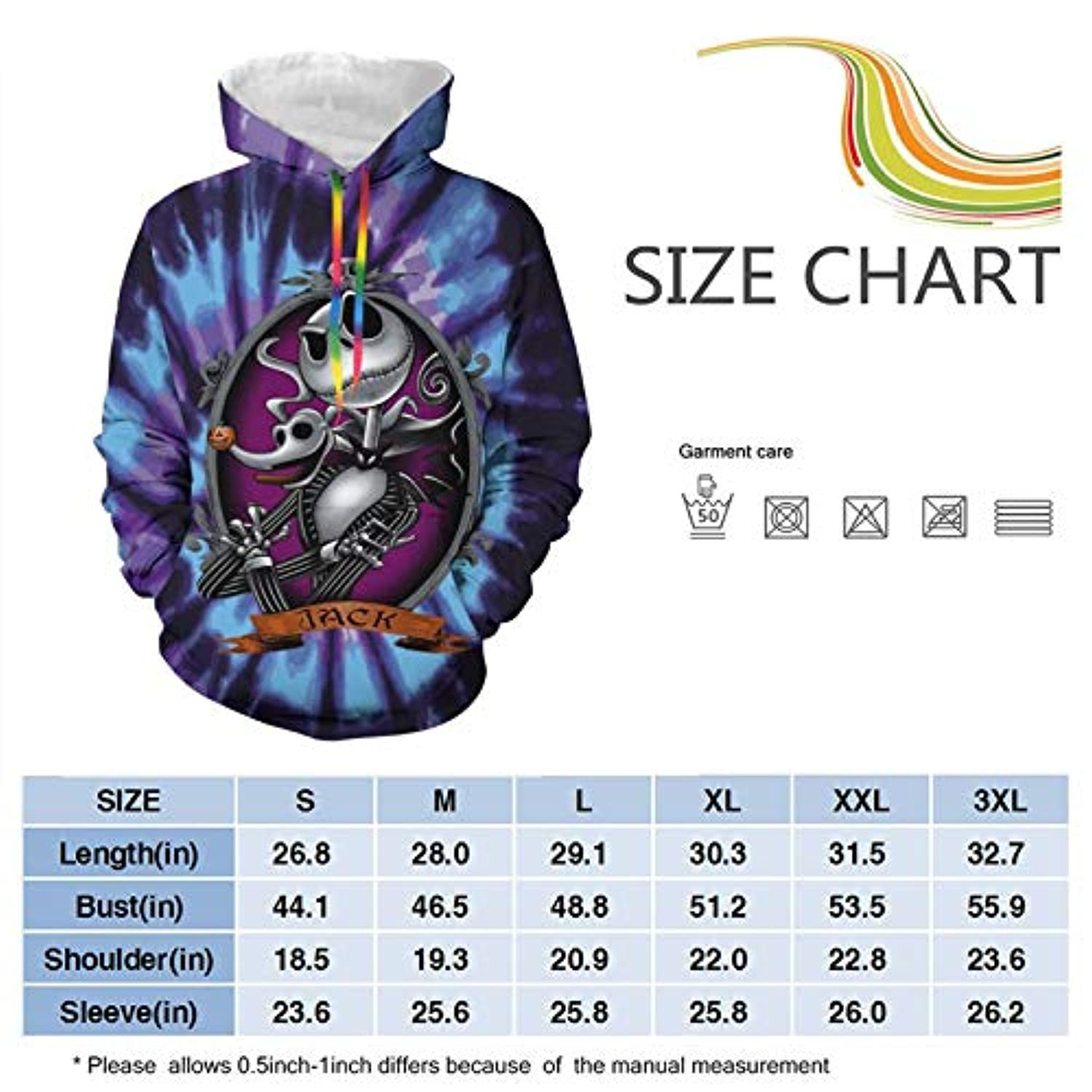 Nightmare Before Christmas Jack Skellington Print Hooded Sweatshirt Hoodie