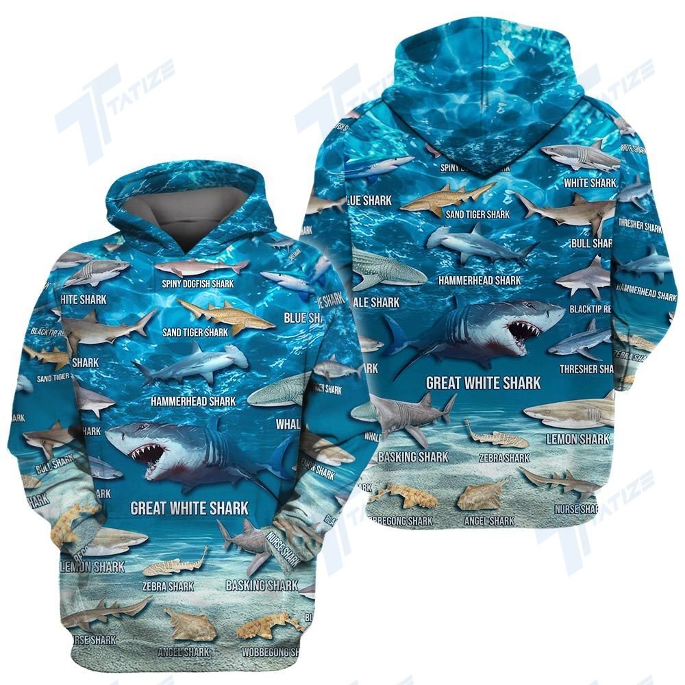 Shark of the world 3D All Over Printed Shirt, Sweatshirt, Hoodie, Bomber Jacket Size S – 5XL